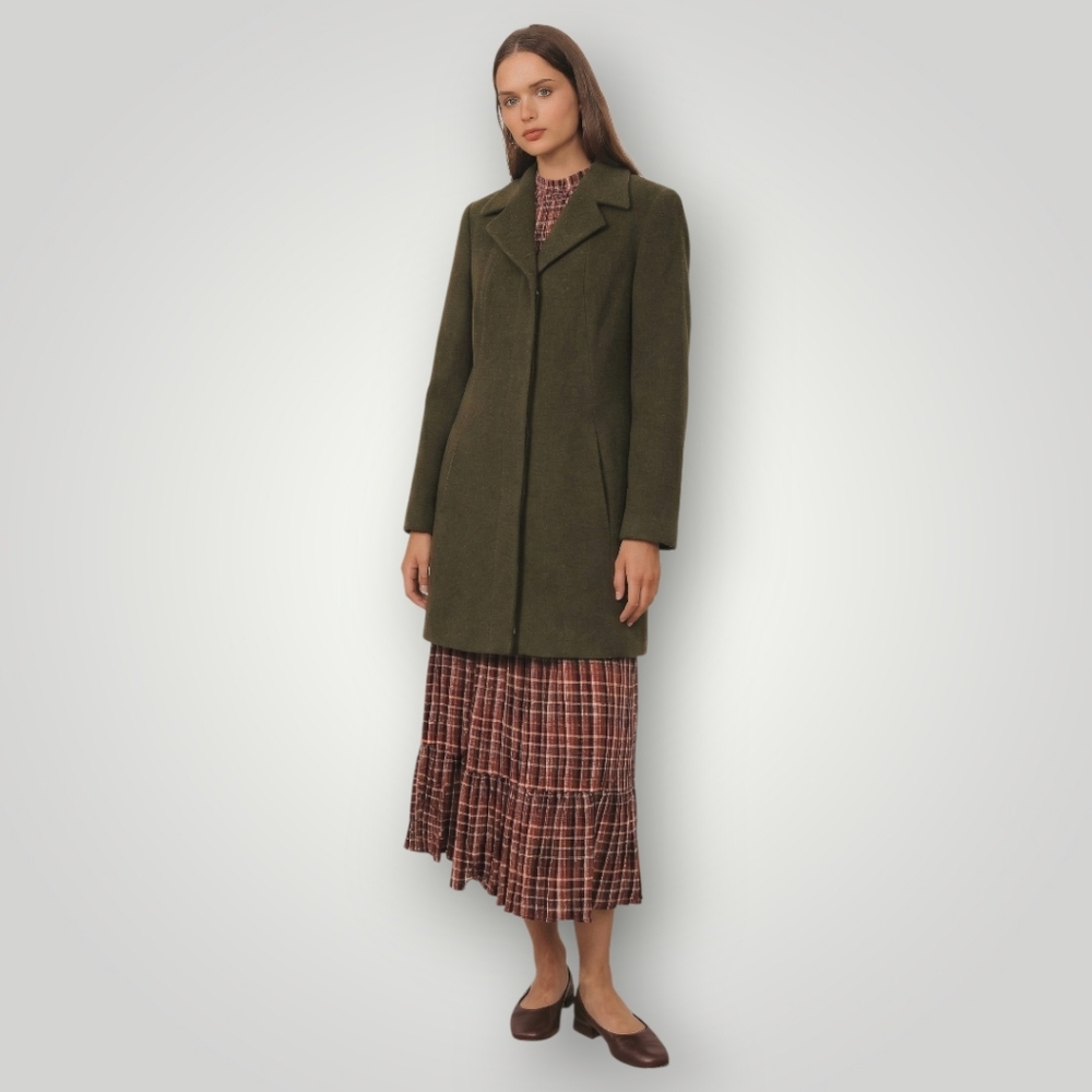 Country Shop Wool Cashmere Blend Coat 6 Olive Green Quiet‎ Luxury Old Money